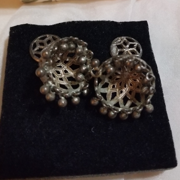 ANTIQUE belly dancer KUCHI sterling silver earrings - Picture 5 of 6